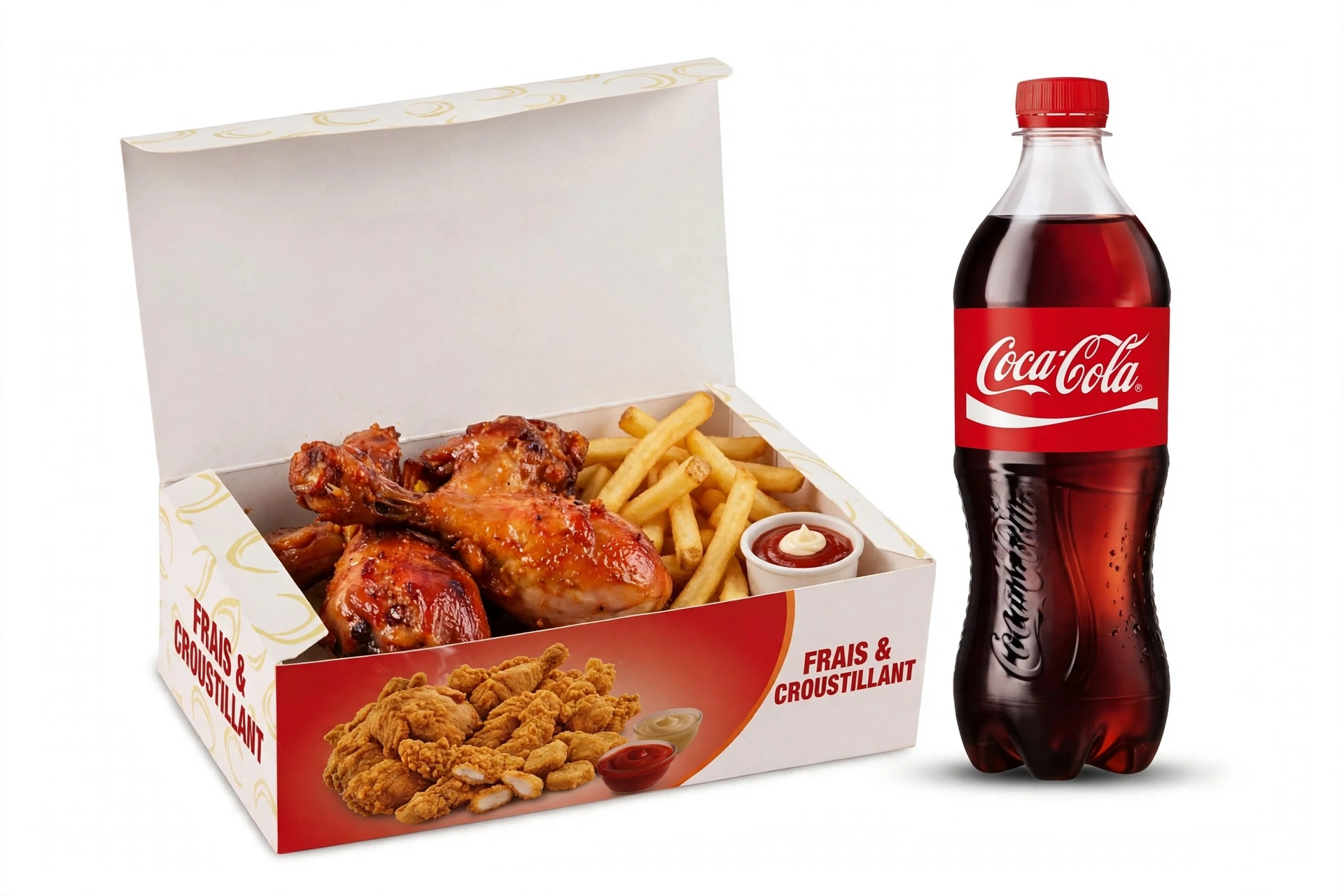 03 Nogui frit + frites + Mini Coca Cola